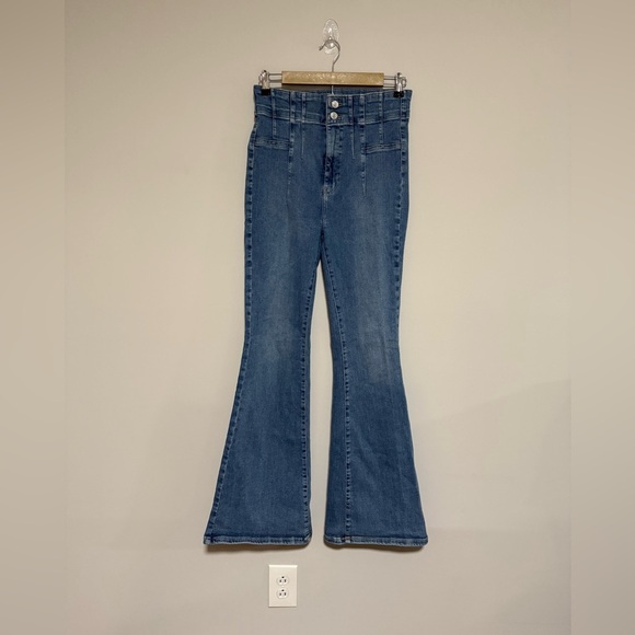 We the Free Jayde Flare Jeans Size 30 70s Boho Hippie Festival High Waist Bell - Picture 2 of 8